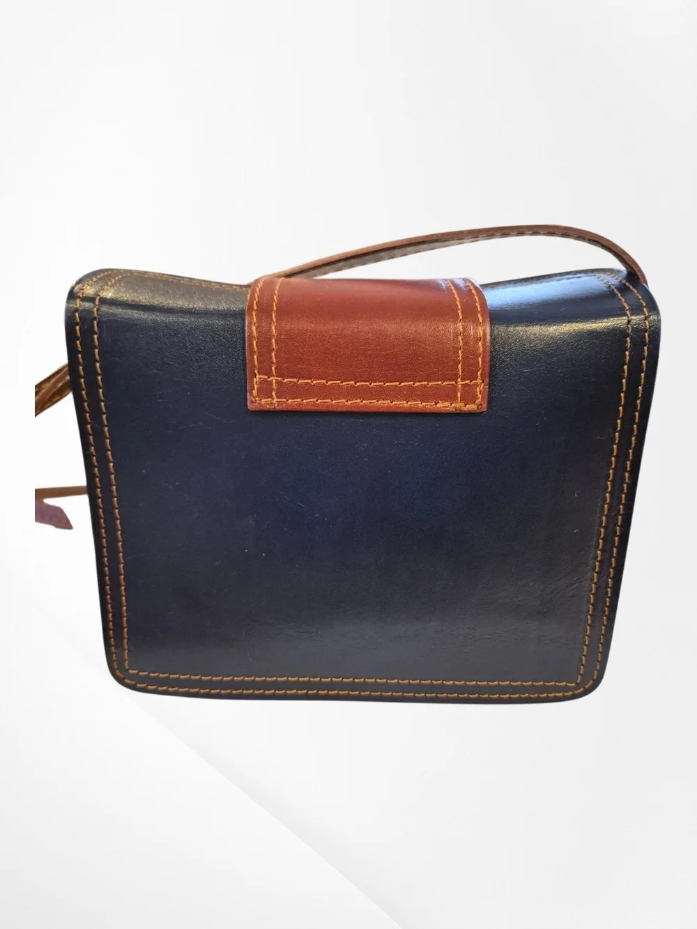 Vera Pelle Italian Leather Two-Tone Mini Structured Crossbody